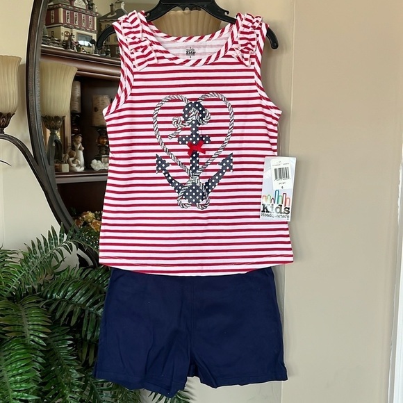 Brand New Kids Headquarters 2-Piece Girls Set Nautical Striped Anchor Patriotic - Picture 15 of 15